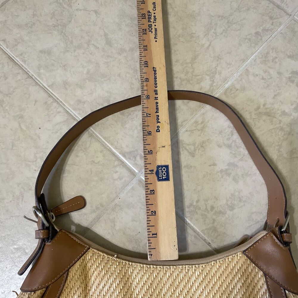 Fossil Woven Straw Baguette Handbag in Cream/Tan One Size striped liner - Picture 14 of 16